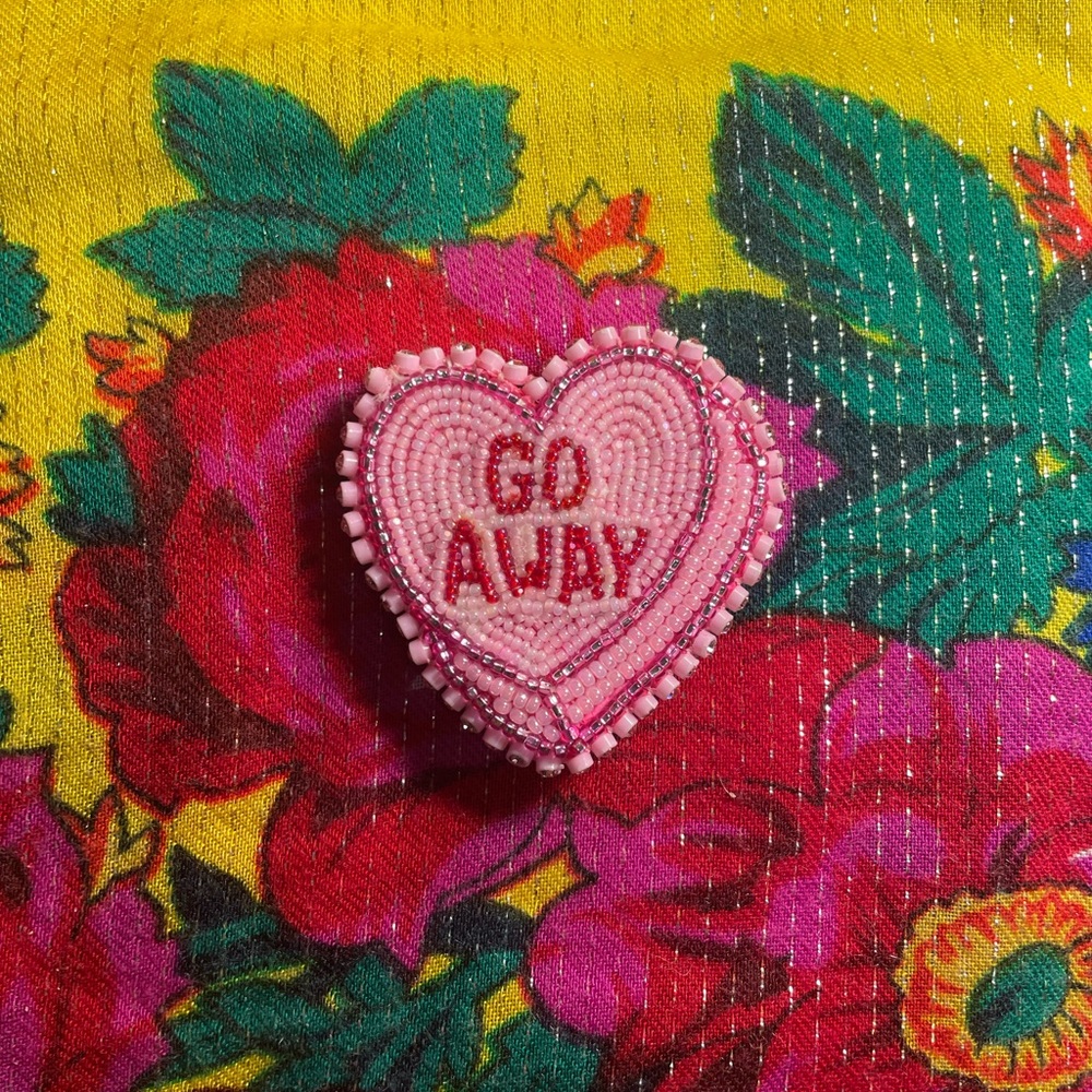 Pop Socket pink Valentine’s Day heart —“Go Away”